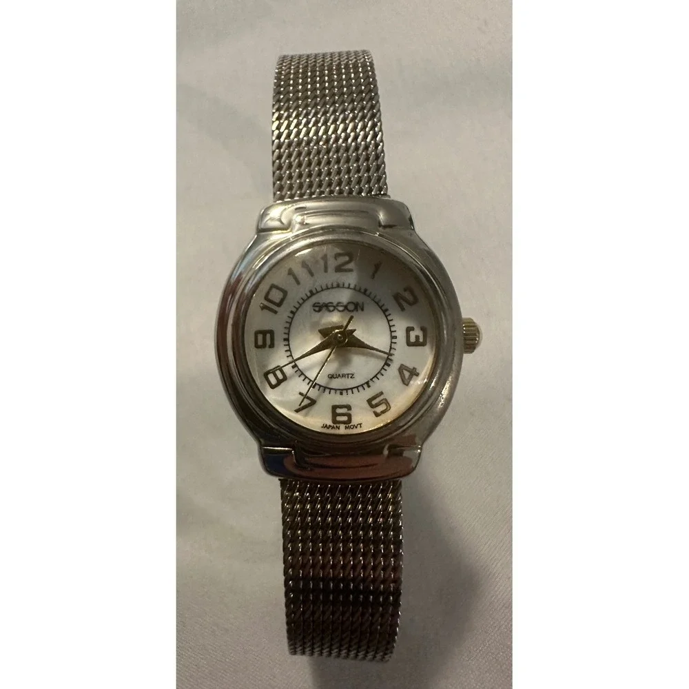 Sasson 1397QB Quartz Watch Silver Tone Mesh Band‎ Ladies Analog Wristwatch